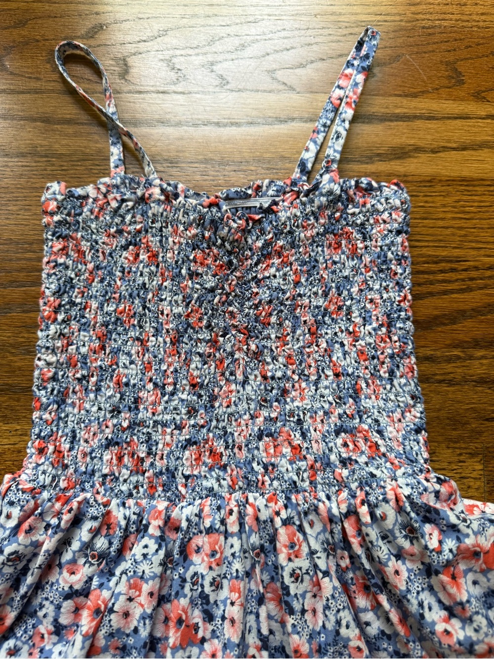 Janie and Jack Smocked Floral Sundress in Navy, Coral Flowers